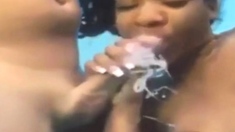 Black Woman Sucking 2 Cocks Underwater