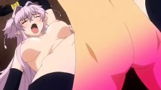 Purple haired girl sucks his pecker and chokes on his cum, then gets nailed
