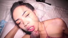 Ladyboy puts on a fishnet for the fuck