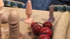 Pretty gay boys worship each other's big cocks and play with sex toys