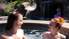 Tight Brunette Lesbians Caught Outdoors Then Suck Cock