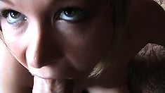 Young blonde girlfriend puts on a perfectly pleasing POV show