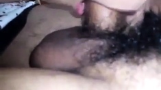 Japanese Babe Sucks Her Man's Hairy Cock
