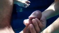 Girl pulling my cock underwater